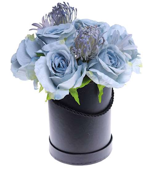 Flower box- niebieskie róże na prezent /FL23 S245/
