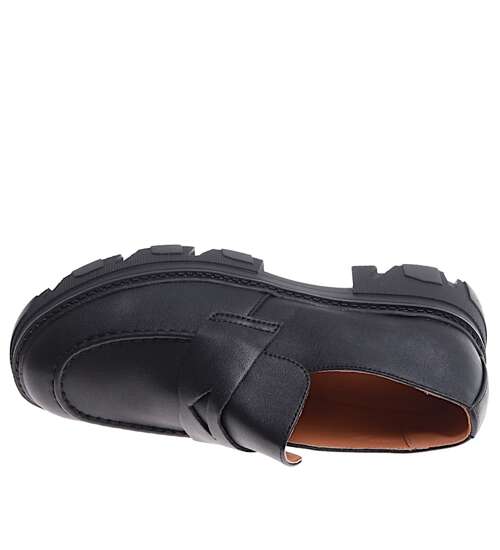 Czarne loafersy damskie /D3-2 16844 G242/