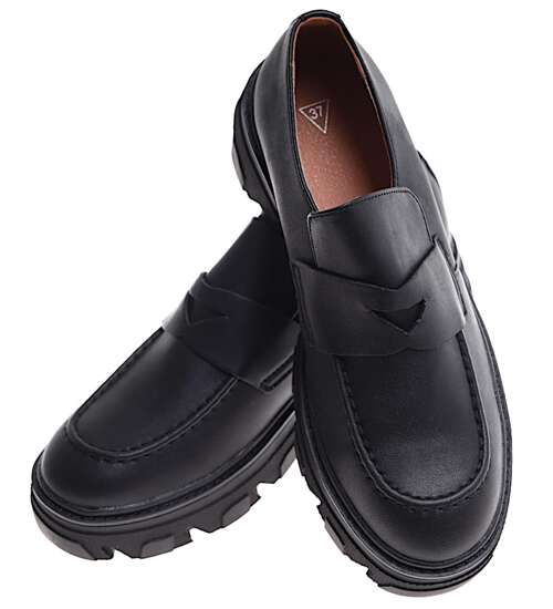 Czarne loafersy damskie /D3-2 16844 G242/