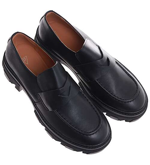 Czarne loafersy damskie /D3-2 16844 G242/