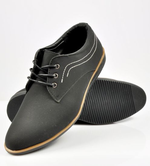 Sznurowane męskie buty z wiązaniami Czarne /H10 3344 S217/