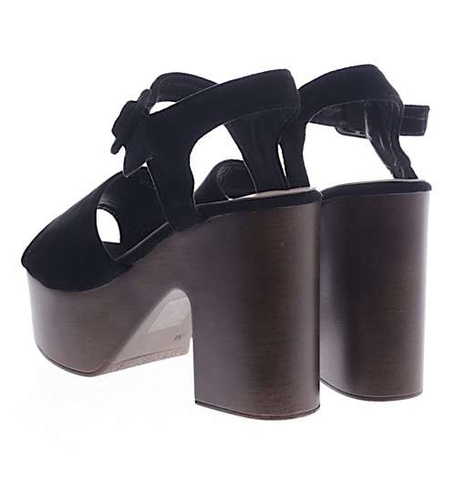 Czarne damskie sandały na platformie /C1-3 13106 T2/