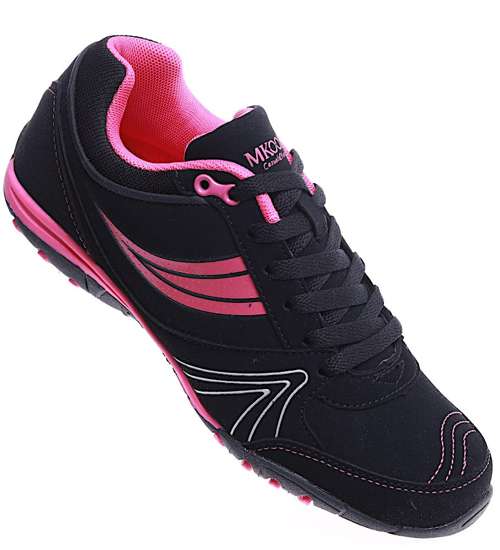 Lekkie czarno fuksjowe buty sportowe /B4-1 14737 S241/