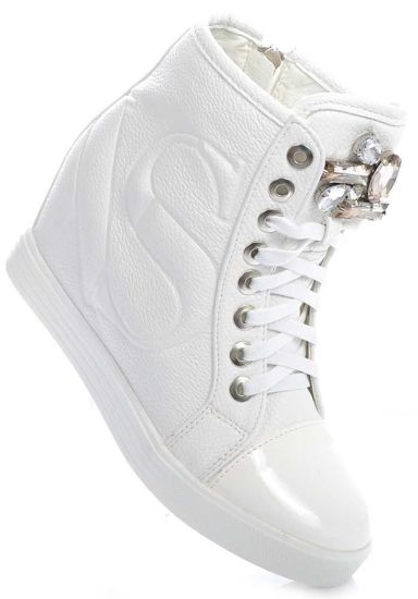 Białe sneakersy- trampki na koturnie /F1-1 1416 S691/