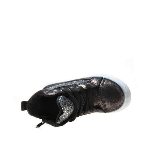 Dziewczęce błyszczące botki sneakersy CZARNE  /X3-4 6615 S192/