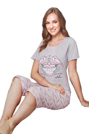 Damska piżama z kolorową aplikacją /D9-1 7710 S192/