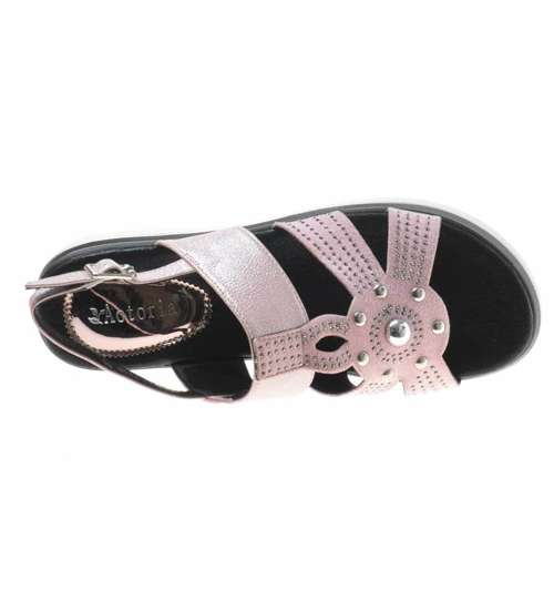 Stylowe sandały na niskiej platformie Różowe /F6-2 8094 S401/