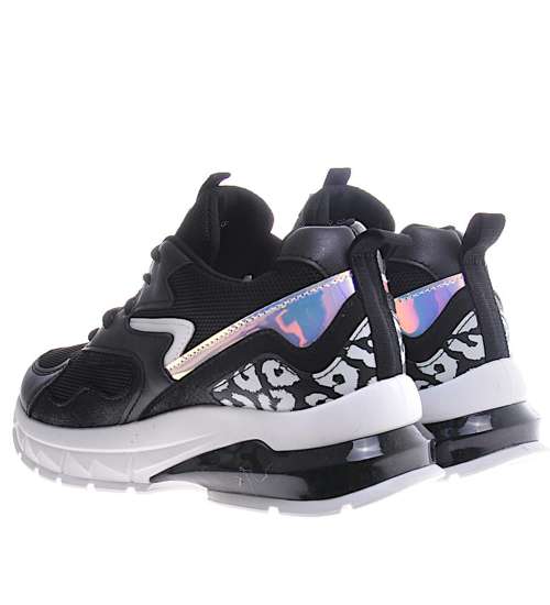 Sznurowane damskie buty sportowe Czarne /D5-3 11099 T321/