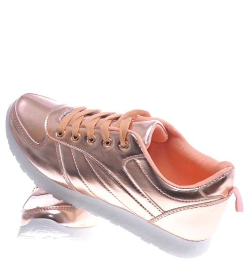 Lekkie złote sportowe buty damskie /F7-1 12929 T292/