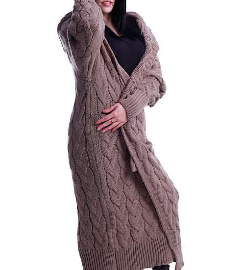 Brązowy oversizowy kardigan sweter Myluxe /H UB657 L166/