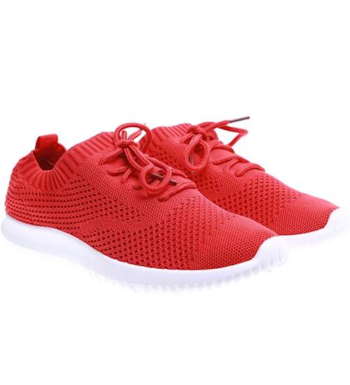 Lekkie wsuwane czerwone buty sportowe damskie /E5-2 15731 T184/