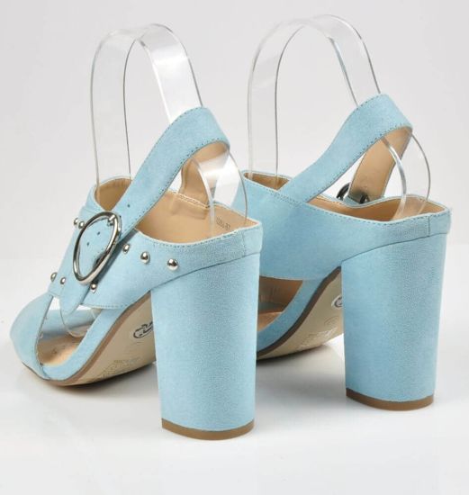 Niebieskie sandały damskie na słupku /D9-2 3628 S214/