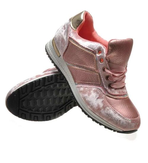 Sportowe damskie buty z dżetami Różowe /A6-3 4585 S174/