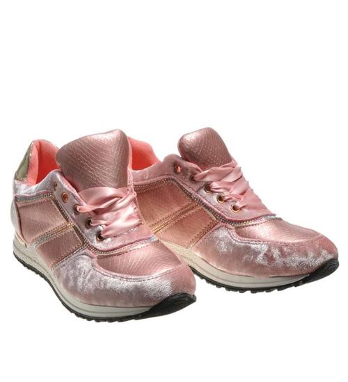 Sportowe damskie buty z dżetami Różowe /A6-3 4585 S174/