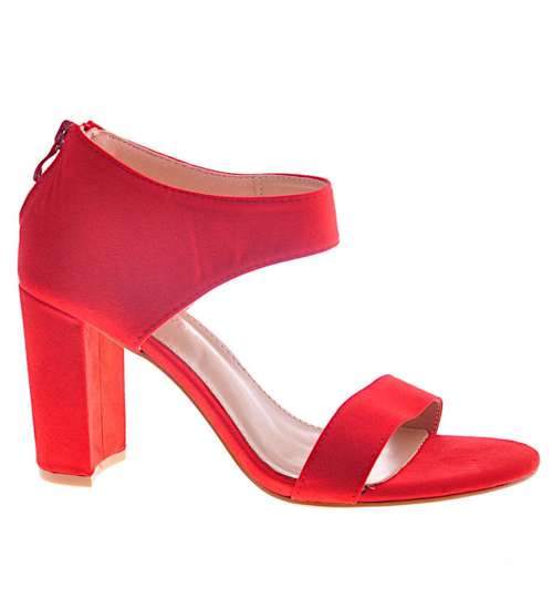 Kobiece czerwone sandały na słupku /B3-3 12216 T390/
