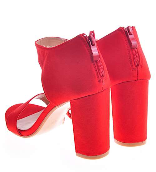 Kobiece czerwone sandały na słupku /B3-3 12216 T390/