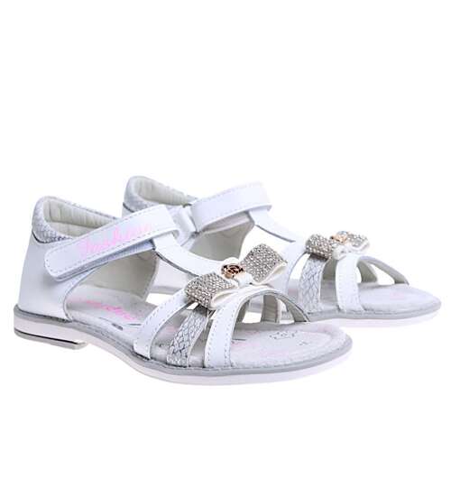 Białe sandały dziewczęce na rzep /F3-2 16020  T186/