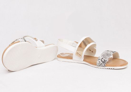 Płaskie sandały damskie /D7-3 Q280 Sx128/ Białe