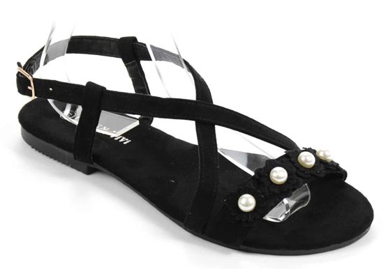 Czarne sandały damskie z zamszu /E6-2 Ae611 S154/