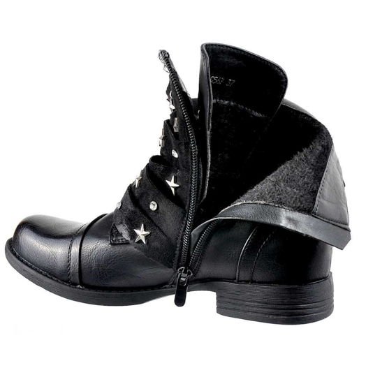 Czarne botki Biker Boots z ociepleniem /xx 2433 S419/