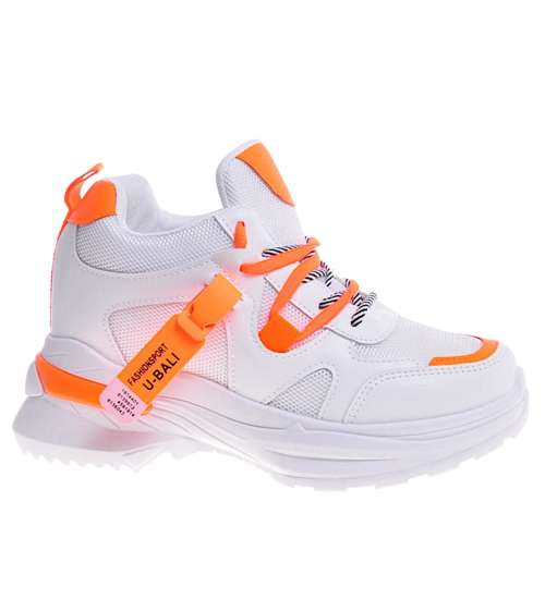 Damskie sneakersy na ukrytym koturnie Orange /A2-3 10579 W287/