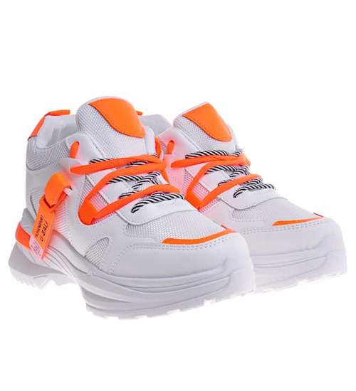 Damskie sneakersy na ukrytym koturnie Orange /A2-3 10579 W287/