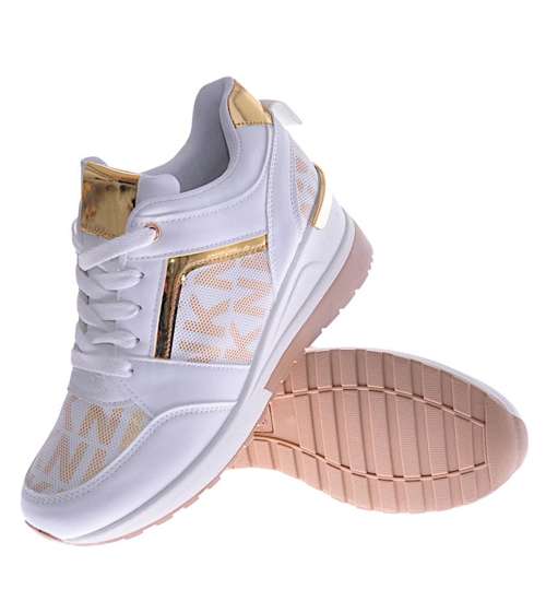 Białe trampki sneakersy na niskim koturnie /B5-3 12467 T630/