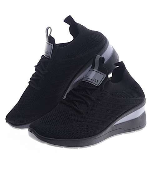 Czarne trampki sneakersy na koturnie /F2-2 13186 T395/