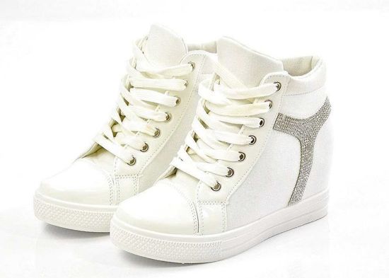 Białe trampki sneakersy na koturnie /G8-3 Ae235 S128/ 