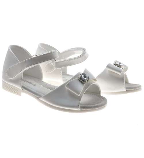 Białe sandały na rzepy dla dziewczynki /G12-1 8621 S193/
