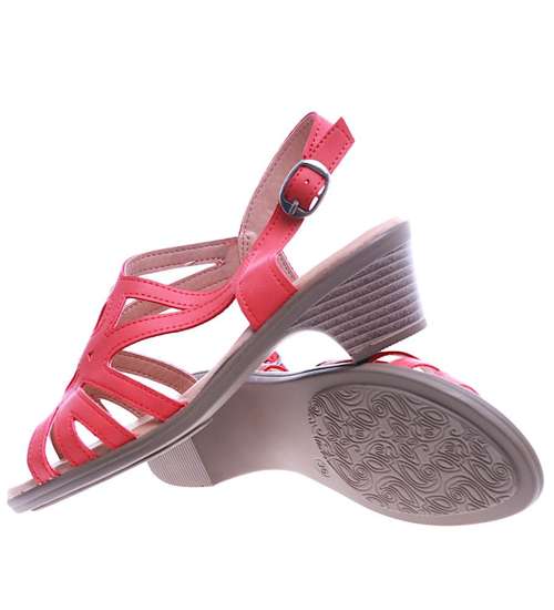 Czerwone sandały damskie na obcasie /H2-B1-2 4856 S171/