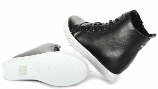 Trampki sneakersy na średnim koturnie CZARNE /D8-3 1351 S197/