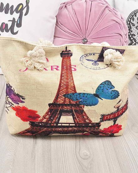 Shopper Bag- torba na zakupy i plażę- Wieża i motyle / HT238 S192/