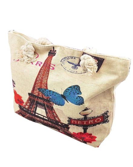 Shopper Bag- torba na zakupy i plażę- Wieża i motyle / HT238 S192/