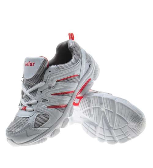 Sportowe buty damskie biało- szare  /G1-2 7506 S293/