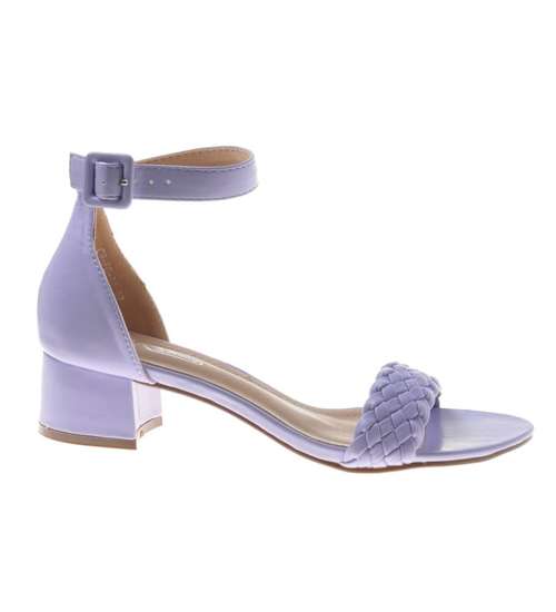 Klasyczne damskie sandały na obcasie Purple /A5-2 8931 S491/