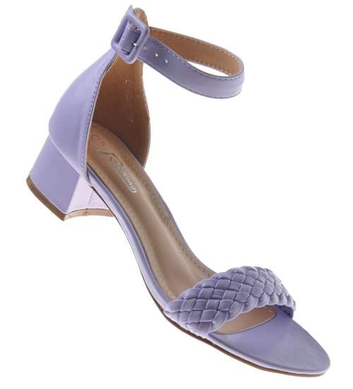 Klasyczne damskie sandały na obcasie Purple /A5-2 8931 S491/