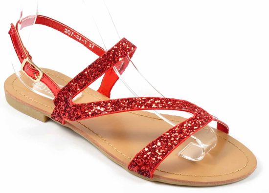 Brokatowe sandały /B5-1 Ae327 S089/ Czerwone