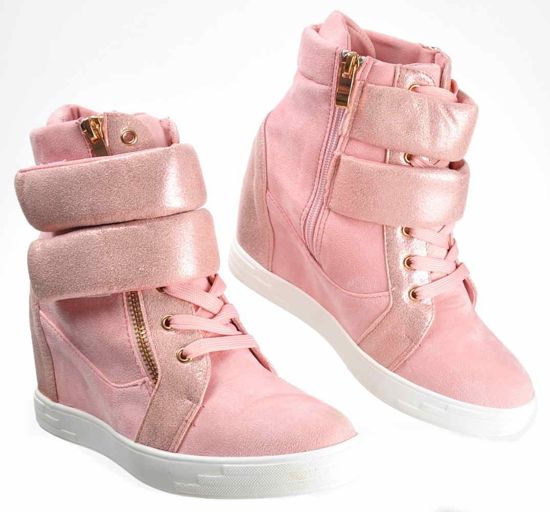 Różowe sneakersy damskie na koturnie /D9-3 Ae185 T6/