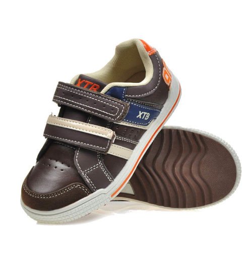 Brązowe dziecięce buty na rzepy /A3-2 4223 S176/