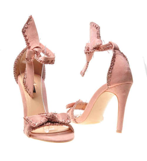 Buty na lato - Różowe sandały na szpilce /X1-4 5146 S292/