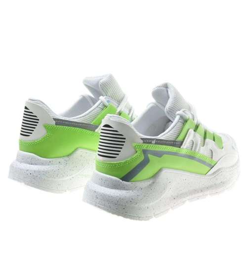 Sznurowane damskie buty sportowe Green /D7-2 7960 S249/