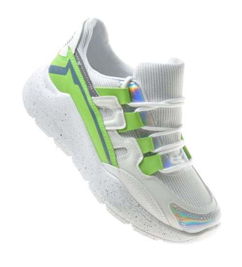 Sznurowane damskie buty sportowe Green /D7-2 7960 S249/