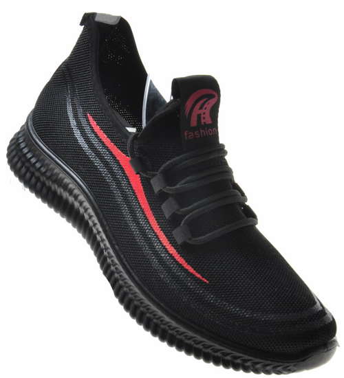 Wsuwane sportowe buty męskie Black-Red /A1-3 8995 S275/
