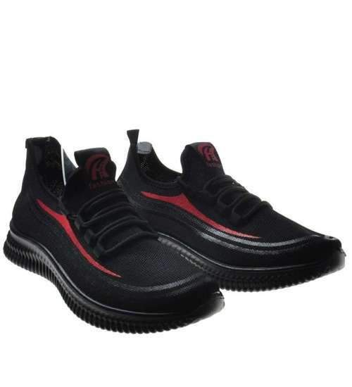 Wsuwane sportowe buty męskie Black-Red /A1-3 8995 S275/