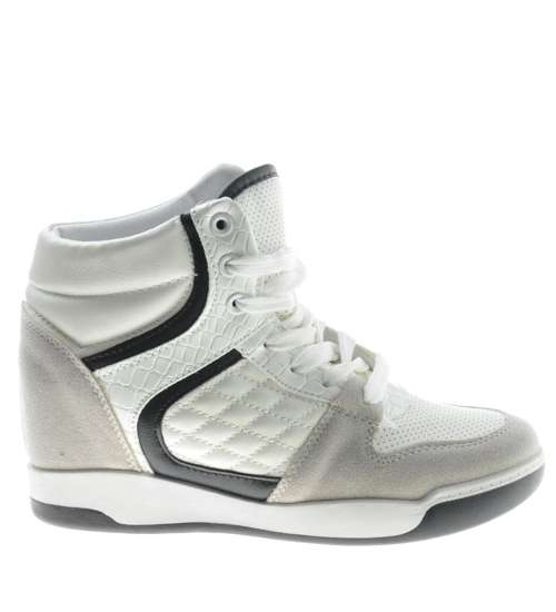 Białe trampki sneakersy na koturnie /E9-3 9325 S2/ Białe