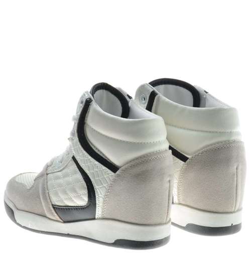 Białe trampki sneakersy na koturnie /E9-3 9325 S2/ Białe