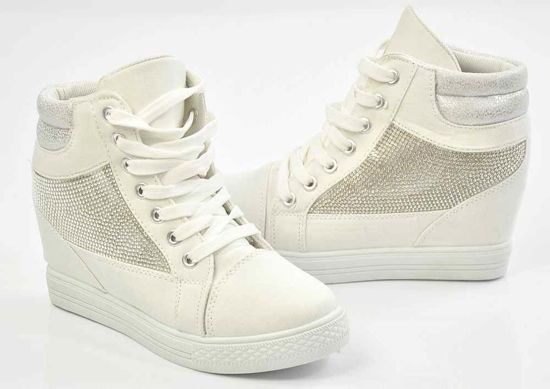 Trampki sneakersy na koturnie /G13-3 Ae234 S127/ Białe
