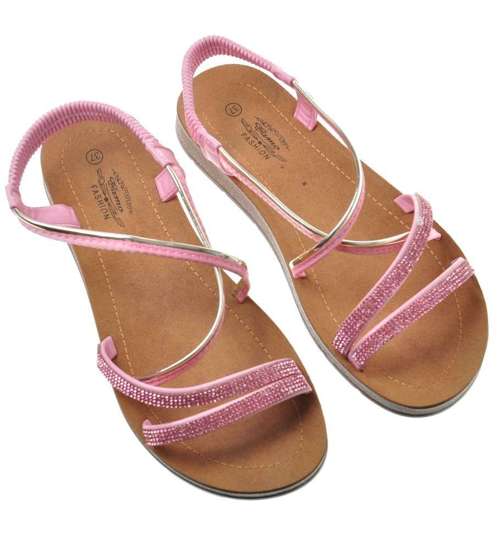 Wsuwane sandały damskie Różowe /A5-3 8208 S109/