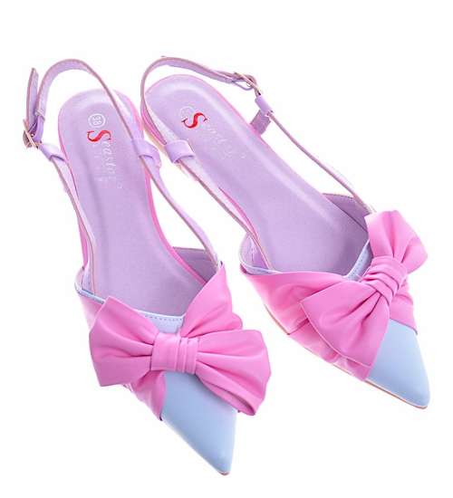 Różowo niebieskie balerinki z kokardą Seastar /B7-3 10456 S423/